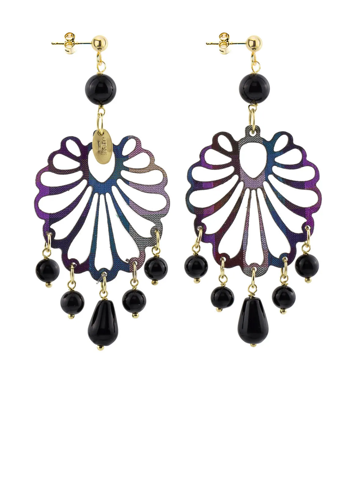 Lebole Maison Orecchini Chandelier Conchiglia Plexi Nero
