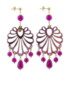 Lebole Maison Orecchini Chandelier Conchiglia Plexi Fucsia
