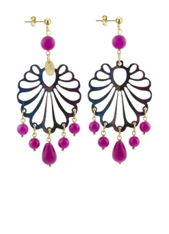 Lebole Maison Orecchini Chandelier Conchiglia Plexi Fucsia