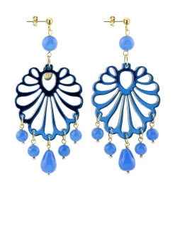 Lebole Maison Orecchini Chandelier Conchiglia Plexi Azzurro