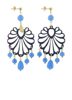 Lebole Maison Orecchini Chandelier Conchiglia Plexi Azzurro
