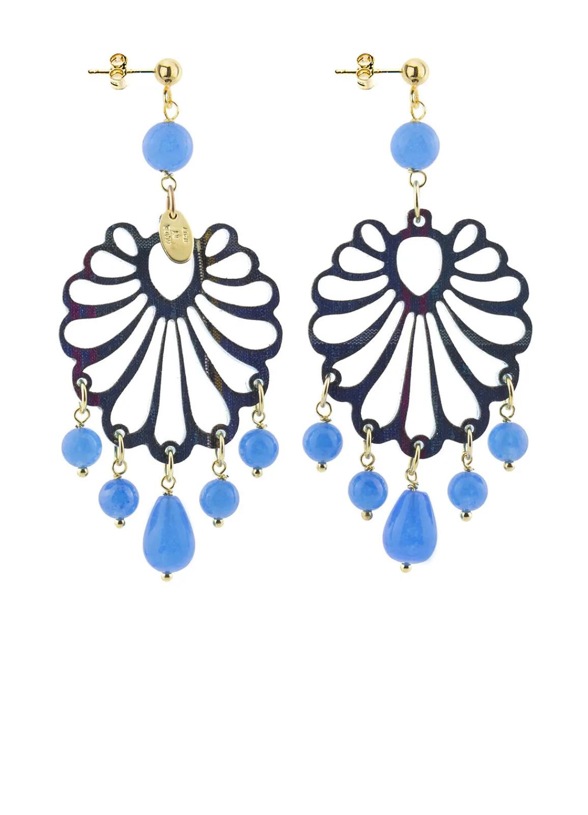 Lebole Maison Orecchini Chandelier Conchiglia Plexi Azzurro