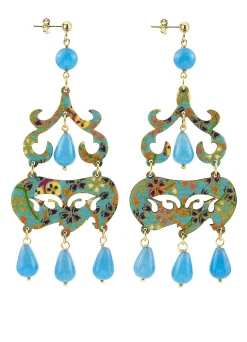 Lebole Maison Orecchini Chandelier Corto Azzurro