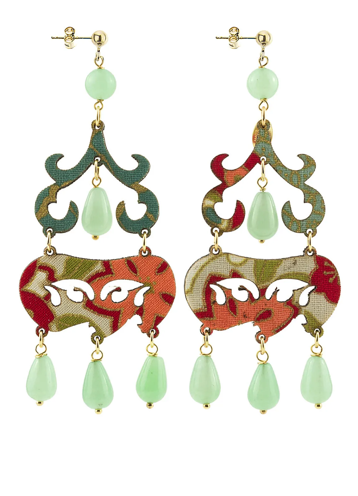 Lebole Maison Orecchini Chandelier Corto Verde Giada