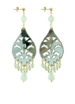 Lebole Maison Orecchini Chandelier Goccia Lunga Plexi Verde Giada