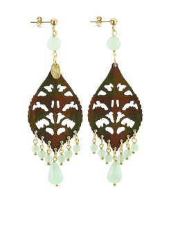 Lebole Maison Orecchini Chandelier Goccia Lunga Plexi Verde Giada