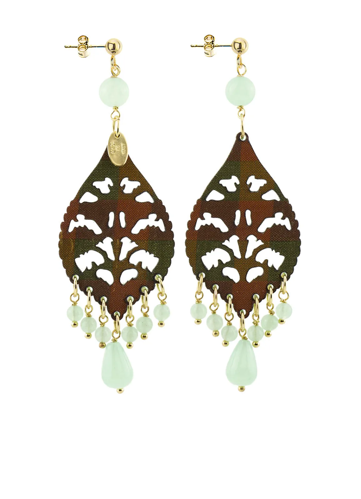 Lebole Maison Orecchini Chandelier Goccia Lunga Plexi Verde Giada