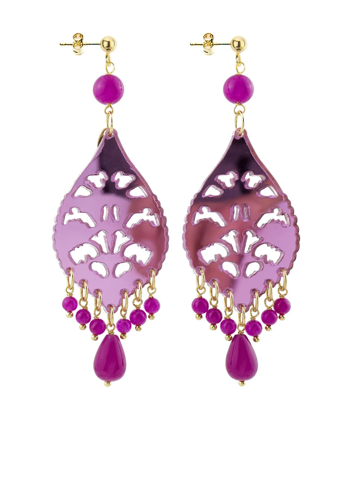 Lebole Maison Orecchini Chandelier Goccia Lunga Plexi Fucsia