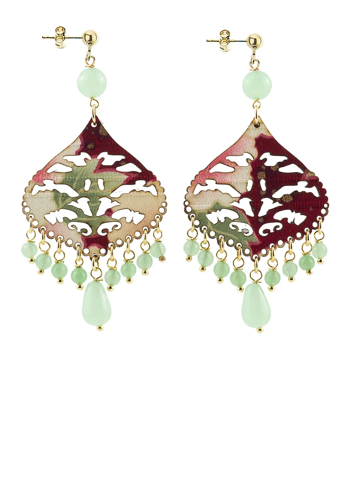 Lebole Maison Orecchini Chandelier Goccia Verde Giada