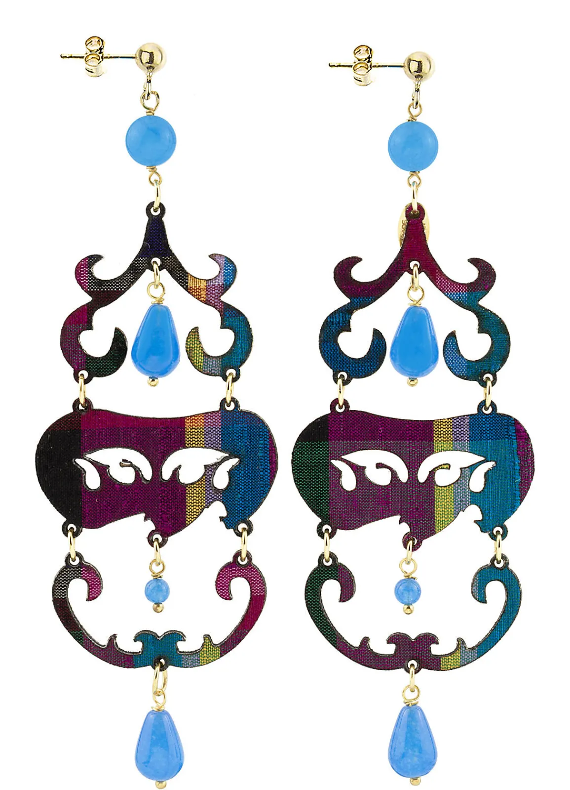 Lebole Maison Orecchini Chandelier Lungo Azzurro