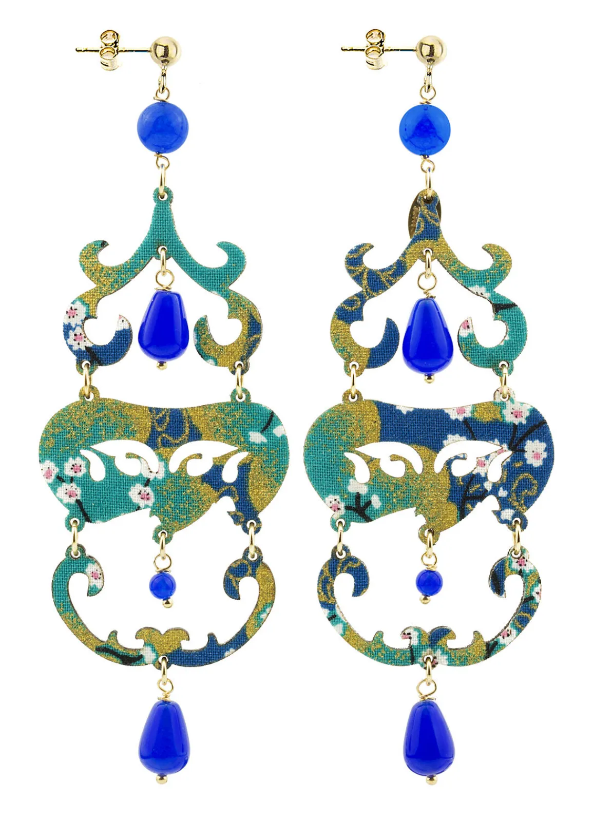 Lebole Maison Orecchini Chandelier Lungo Blu
