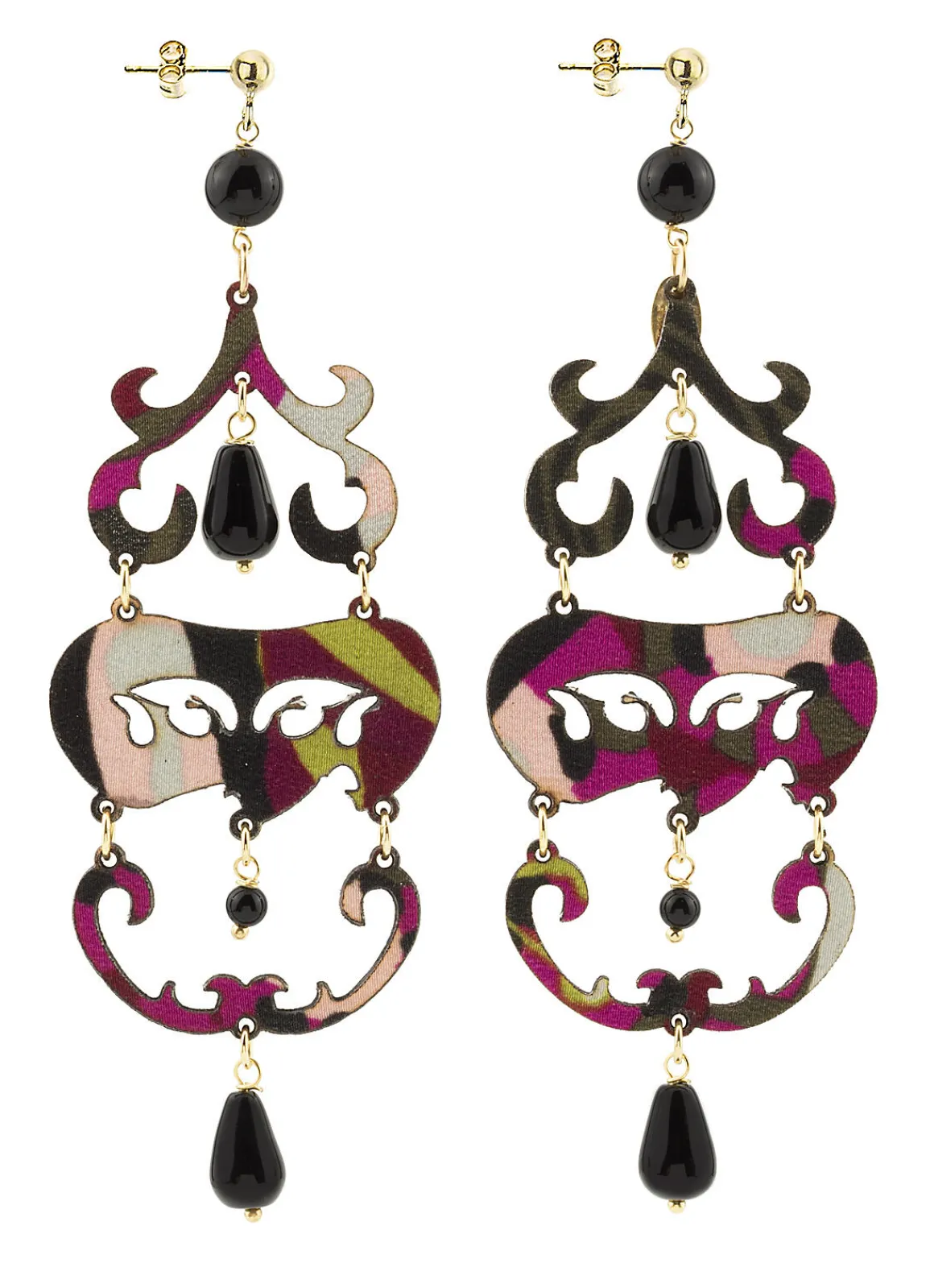 Lebole Maison Orecchini Chandelier Lungo Nero