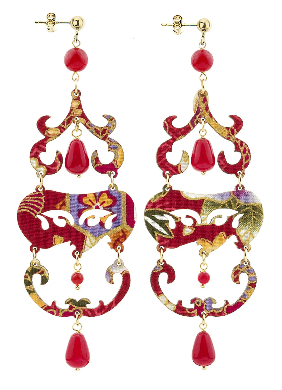 Lebole Maison Orecchini Chandelier Lungo Rubino