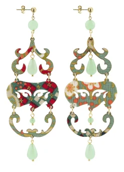 Lebole Maison Orecchini Chandelier Lungo Verde Giada