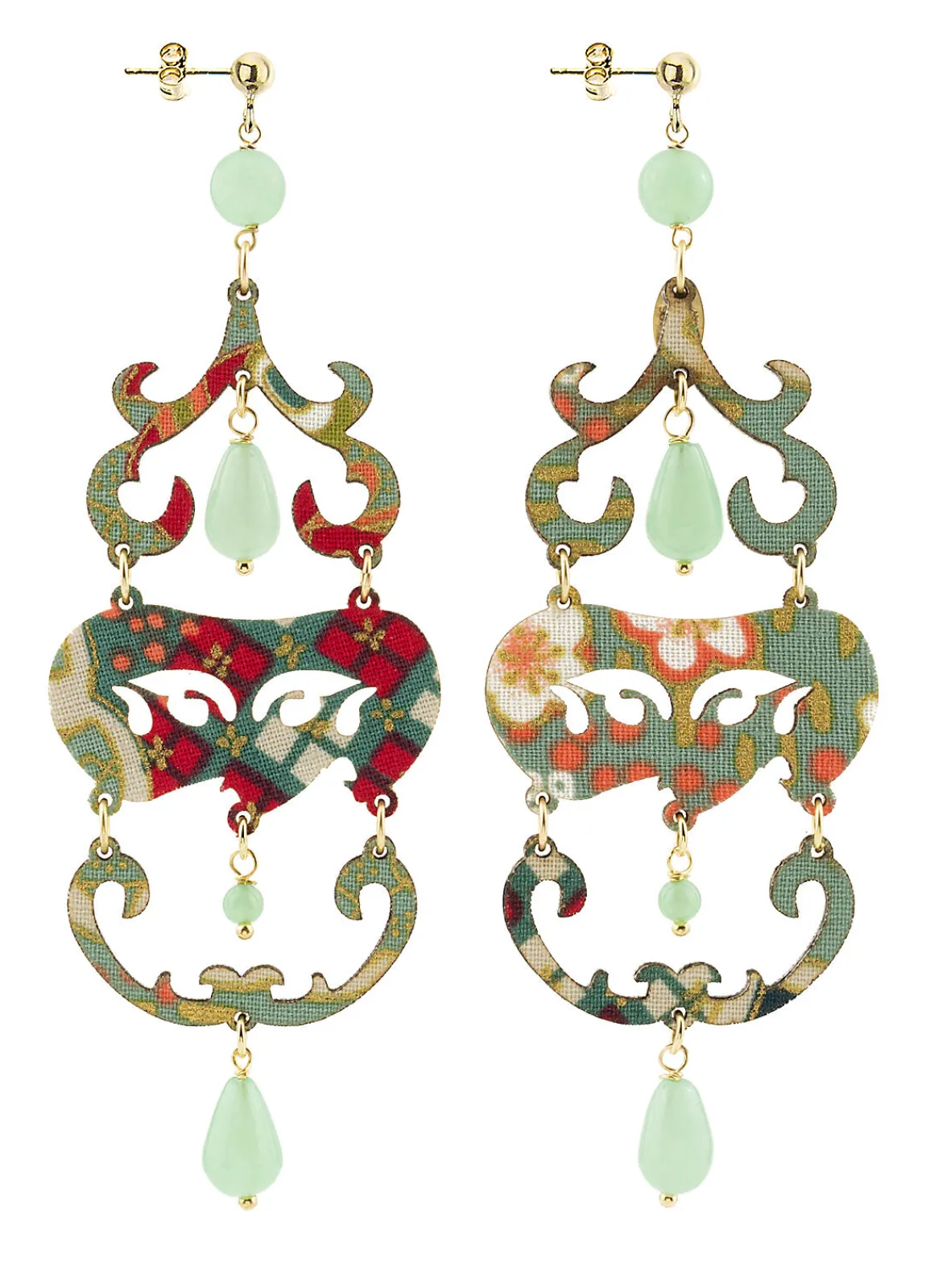 Lebole Maison Orecchini Chandelier Lungo Verde Giada