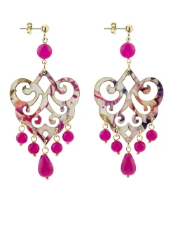 Lebole Maison Orecchini Chandelier Palma Fucsia
