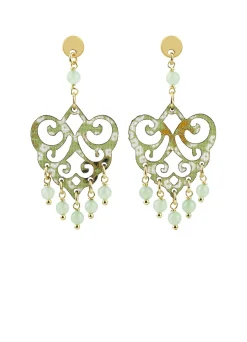 Lebole Maison Orecchini Chandelier Palma Mini Verde Giada