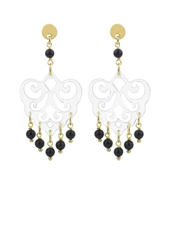 Lebole Maison Orecchini Chandelier Palma Plexi Trasparente Mini Nero