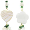 Lebole Maison Orecchini Cuore E Fiore Madreperla Piccolo Verde
