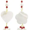 Lebole Maison Orecchini Cuore E Fiore Madreperla Piccolo Rubino