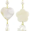 Lebole Maison Orecchini Cuore E Fiore Madreperla Piccolo Perla