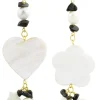 Lebole Maison Orecchini Cuore E Fiore Madreperla Piccolo Nero