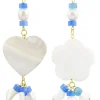 Lebole Maison Orecchini Cuore E Fiore Madreperla Piccolo Azzurro