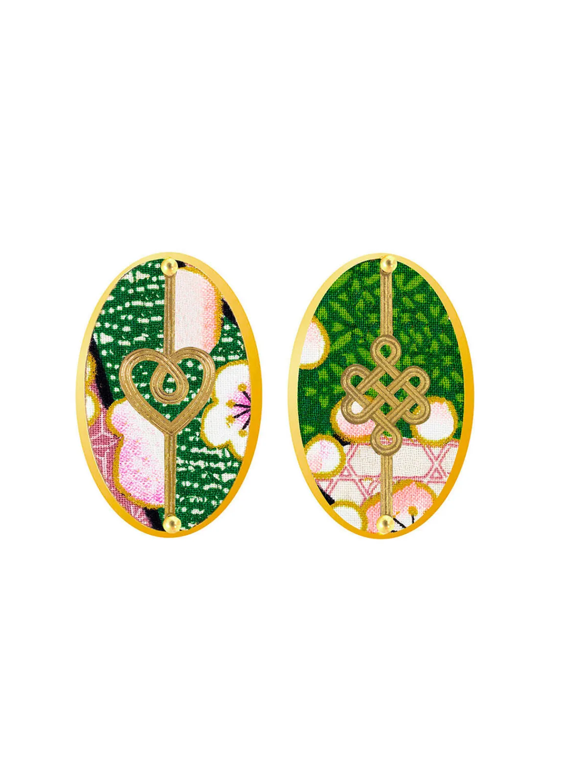 Lebole Maison Orecchini Cuore E Infinito Clips Ovale Verde
