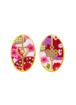 Lebole Maison Orecchini Cuore E Infinito Clips Ovale Fucsia