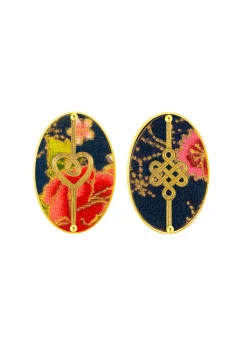 Lebole Maison Orecchini Cuore E Infinito Clips Ovale Blu