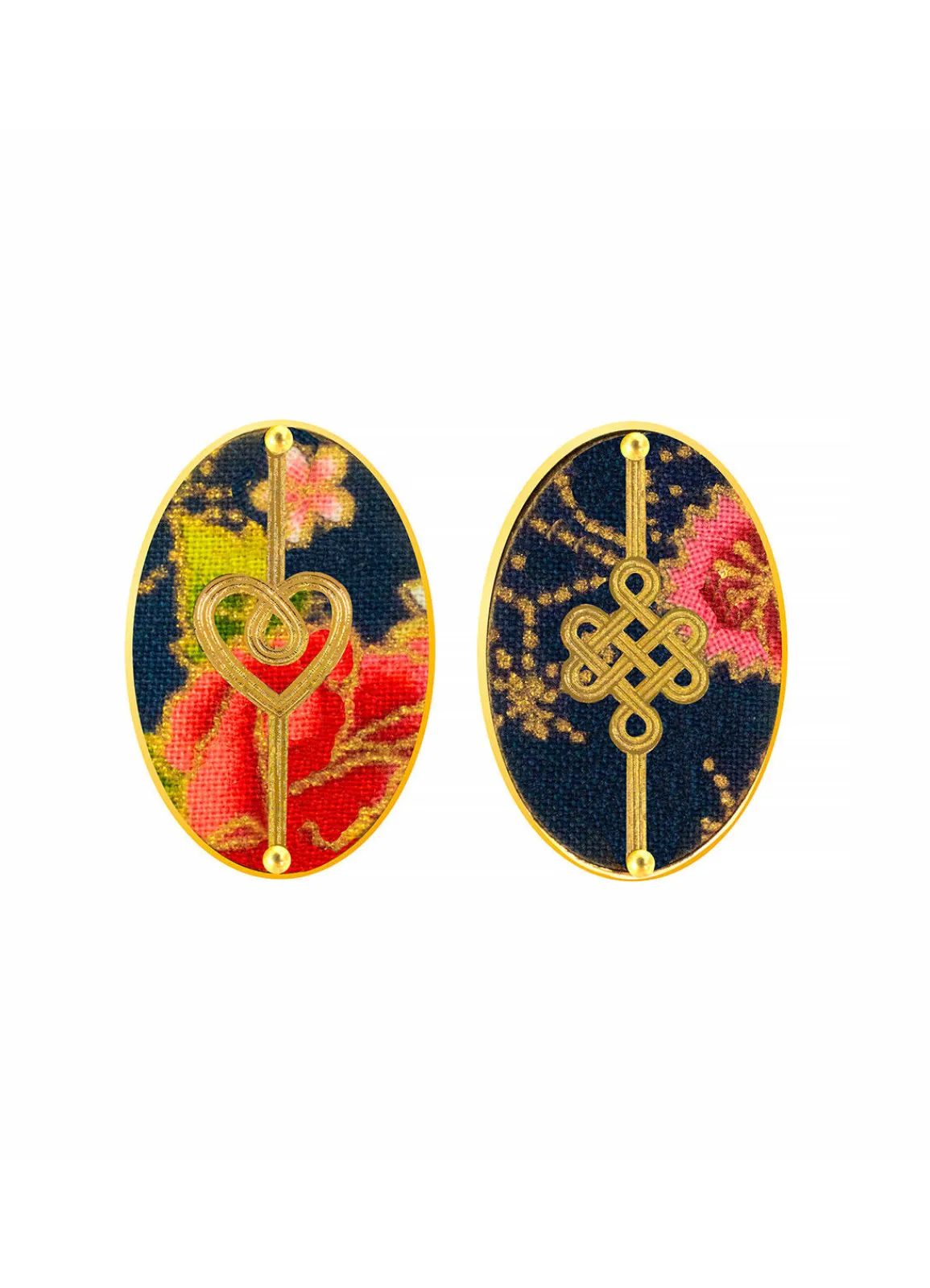 Lebole Maison Orecchini Cuore E Infinito Clips Ovale Blu