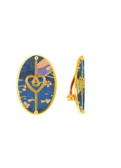 Lebole Maison Orecchini Cuore E Infinito Clips Ovale Azzurro