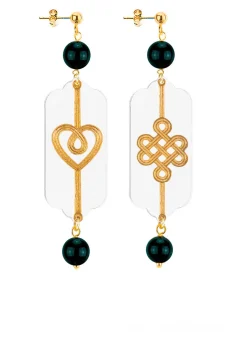 Lebole Maison Orecchini Cuore E Infinito Mini Plexi Trasparente Nero
