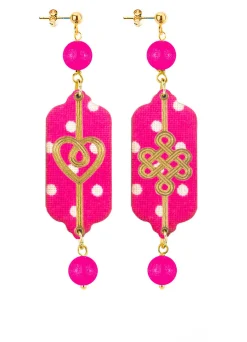 Lebole Maison Orecchini Cuore E Infinito Mini Pois Fucsia
