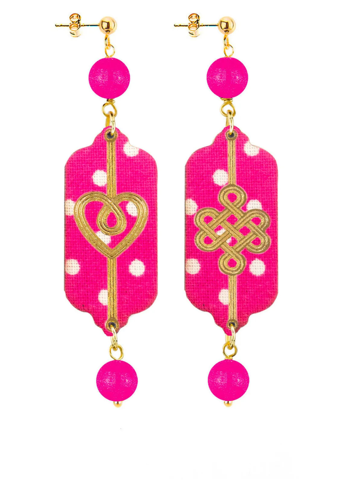Lebole Maison Orecchini Cuore E Infinito Mini Pois Fucsia