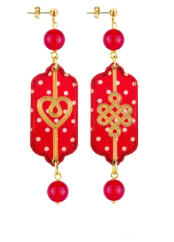 Lebole Maison Orecchini Cuore E Infinito Mini Pois Rubino