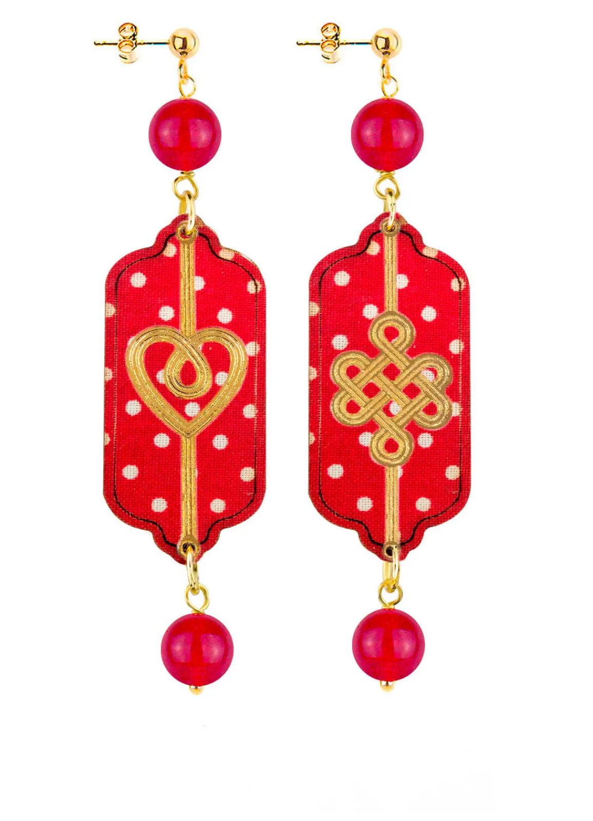 Lebole Maison Orecchini Cuore E Infinito Mini Pois Rubino