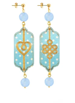 Lebole Maison Orecchini Cuore E Infinito Mini Pois Celeste