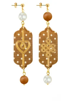 Lebole Maison Orecchini Cuore E Infinito Mini Pois Marrone