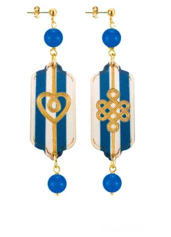 Lebole Maison Orecchini Cuore E Infinito Mini Righe Blu