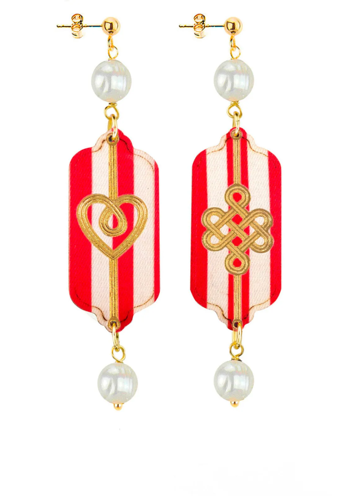 Lebole Maison Orecchini Cuore E Infinito Mini Righe Perla