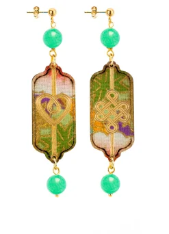 Lebole Maison Orecchini Cuore E Infinito Mini Verde Giada
