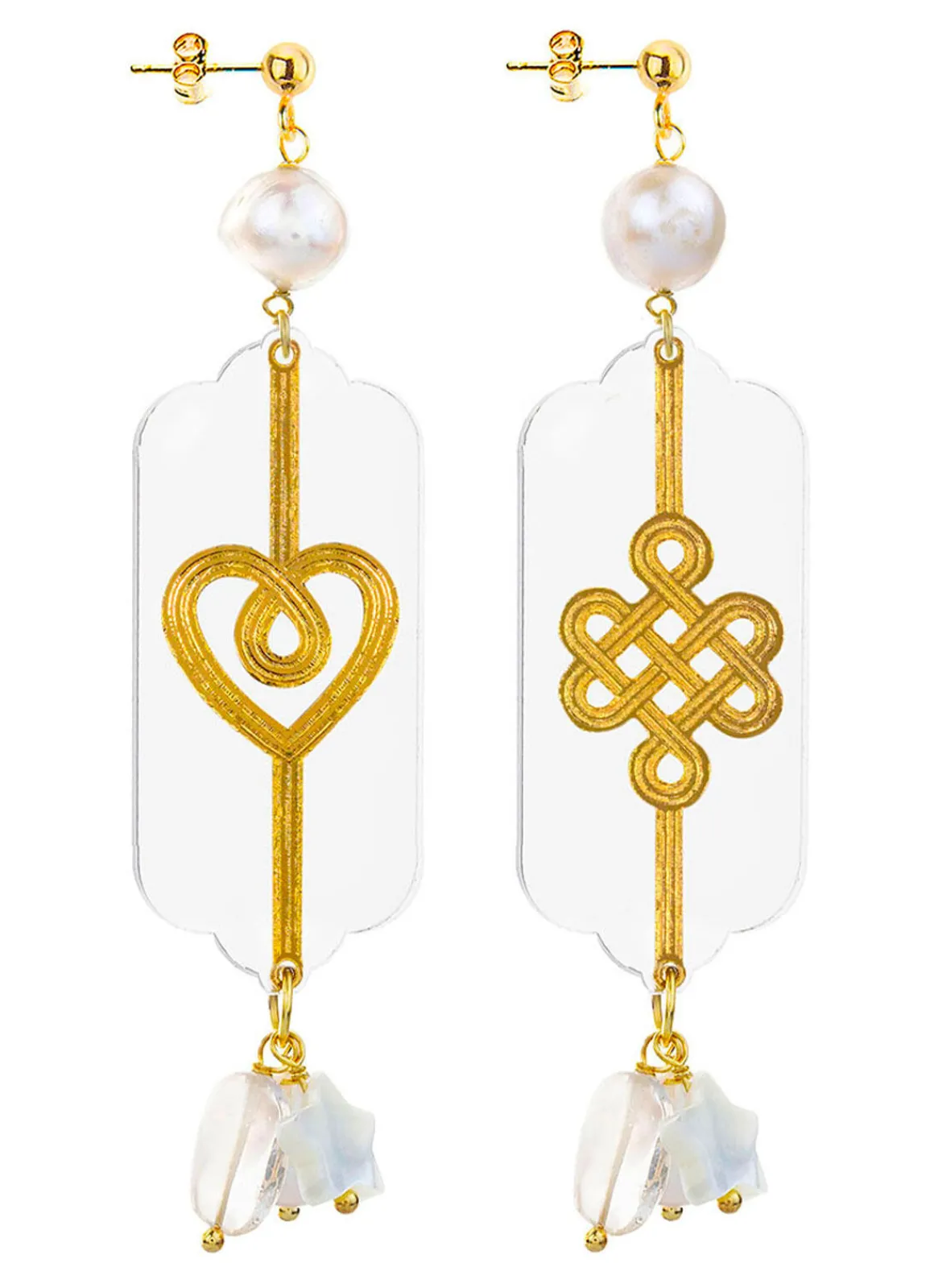 Lebole Maison Orecchini Cuore E Infinito Plexi Trasparente Perla