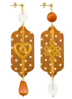 Lebole Maison Orecchini Cuore E Infinito Pois Marrone
