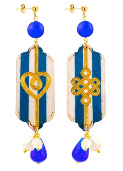 Lebole Maison Orecchini Cuore E Infinito Righe Blu