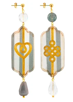 Lebole Maison Orecchini Cuore E Infinito Righe Grigio