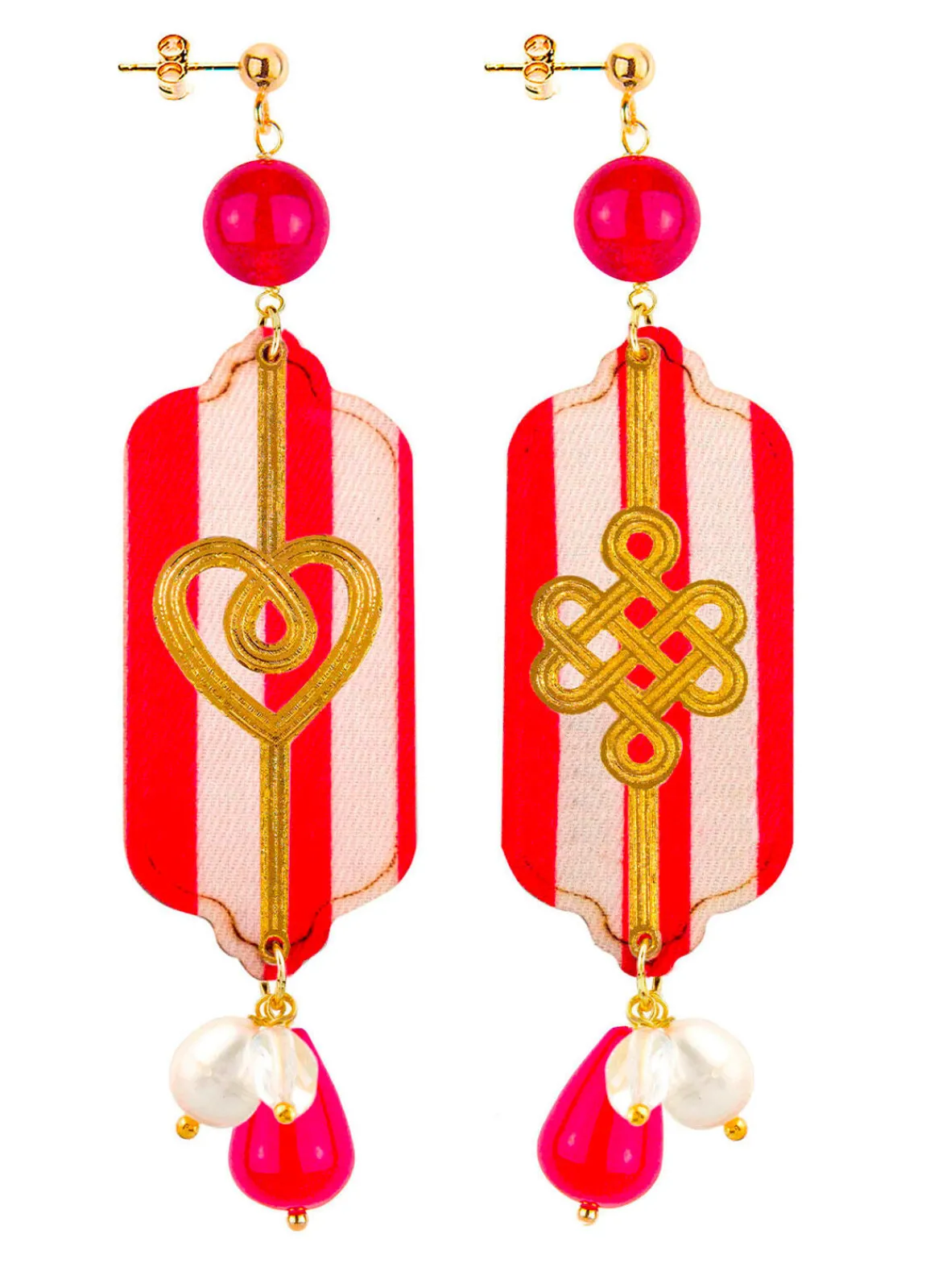 Lebole Maison Orecchini Cuore E Infinito Righe Rubino