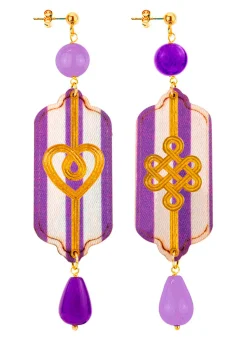 Lebole Maison Orecchini Cuore E Infinito Righe Viola E Lilla