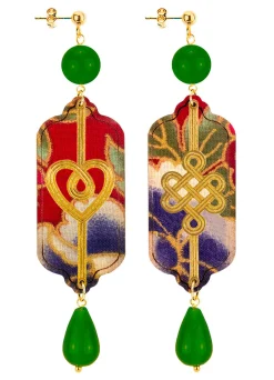 Lebole Maison Orecchini Cuore E Infinito Verde Oliva