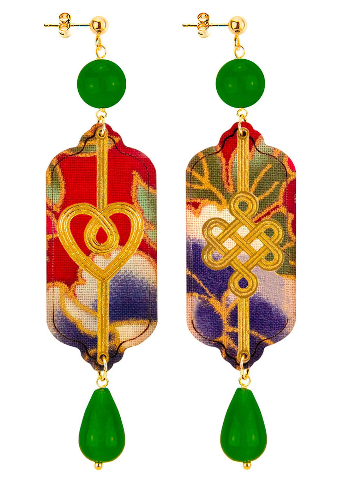 Lebole Maison Orecchini Cuore E Infinito Verde Oliva